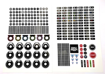 Sim Racing Sticker Set for Steering Wheel/Button Box - More than 200 stickers