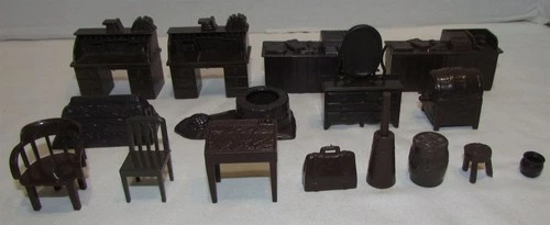 Marx Western Town Playset Furniture and Accessories, 16 pieces