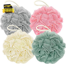 Shower Loofah Bath Sponge, 60G Exfoliating Body Scrubber 4 Pack Soft Mesh Show