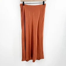 MICHAEL STARS Skirt SZ Medium Leila Bias Cut Midi NWOT Toffee Satin Pull On NEW