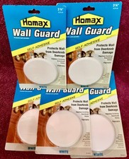Five 5  Homax Wall Guard, White, 3.25", Self-Adhesive, Doorknob Protectors