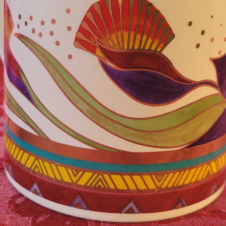TAZA COLECCIONABLE LAUREL BURCH CELESTIAL LOTUS 4" COLORES VIVOS HECHA EN JAPÓN Foto 4 de 4
