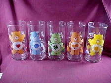 5 Pizza Hut Care Bear Glasses 1983 Good Luck Tenderheart Grumpy Friend Funshine