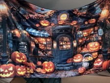 Halloween Pumpkin House Backdrop Polyester 5x6 ft
