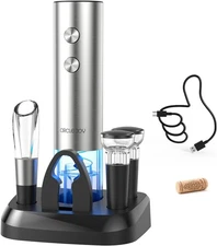 CIRCLE JOY Electric Wine Opener 5-in-1 Rechargeable Set - Silver 