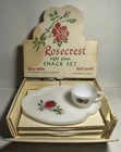 Vtg Federal Glass Rosecrest Snack Set 8 Pc NEW IN BOX Dura-White Milk Glass MCM