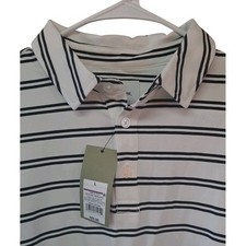 Goodfellow  Co Men Game Day Black  White Striped Polo T-Shirt Size Large