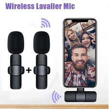 Wireless Lavalier Microphone For Phone Android iPhone ipad Vlog Live Stream Mic.