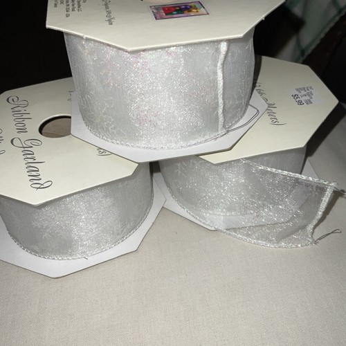 Irridescent Snowflake Christmas Ribbon - 2” x 12 Yards, Wired, Wreath Garland