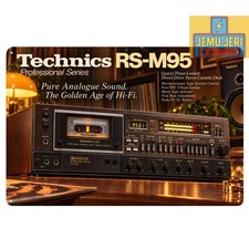 Technics RS-M95 Quartz Direct-Drive Cassette Deck Metal Poster Sign Hi-Fi Audio