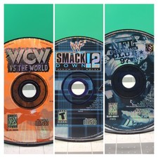 Lot Of 3 Sony Playstation (PS 1) Games- WCW Vs. The World, WWF Smackdown 2, NFL