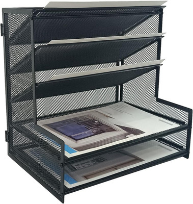 Office Supplies Desk Organizer,Metal Desktop File Holder Organizer with 5 Tier P