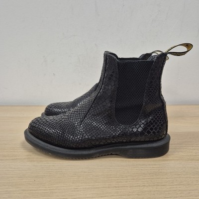 Dr. Martens Flora Chelsea schwarz weiches Leder Kroko Schlangenmuster Stiefeletten UK 5