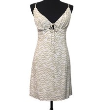 Elodie Empire Waist Mini Sundress Size XL Green White Zebra Style Stripe Straps