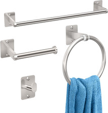 Brushed Nickel Bathroom Accessories Set,4pc Bathroom Hardware Set, 16" Towel Bar