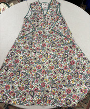 1950s Handmade Apron Paisley Floral Cotton Prairie Pattern Unfinished Hem