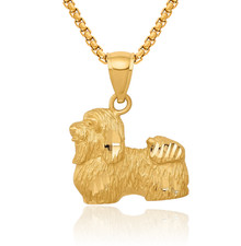 14K Solid Yellow Gold Shih Tzu Necklace