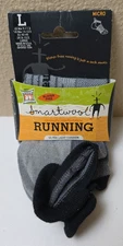 Smartwool RUNNING Socks Gray/blk Micro Large Men 9-11.5 Women 10-12.5 