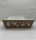 Pyrex Vintage Early American Refrigerator Casserole Dish 1 1/2 Qt. w/ Ribbed Lid