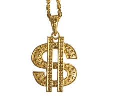 Schwere Gold-Kette mit großem Dollar Zeichen Rapper Zuhälter Scheich Dandy Pimp