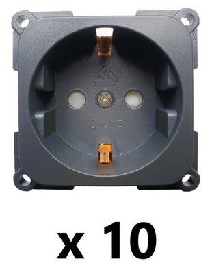 10er-Pack Steckdose 230V - C-line - Anthrazit