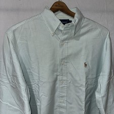 Vintage 90s Ralph Lauren OCBD Light Blue Striped Button Down Oxford Pony 16.5/33