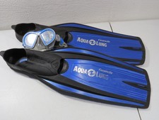 Caravelle Aqua Lung Swim Fins Technisub Size 6-7 Italy with Goggles