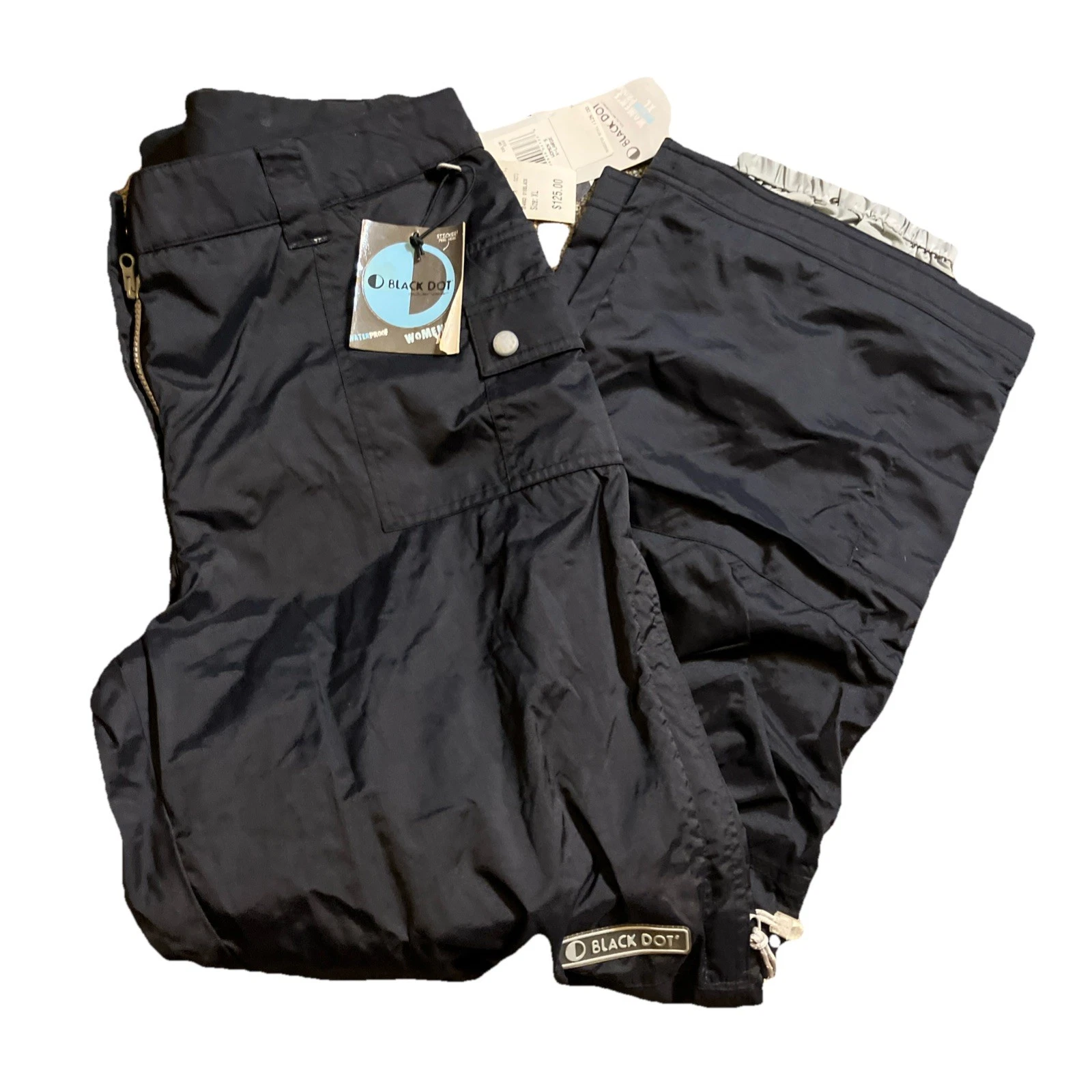 NEW NWT Black Dot Womens Waterproof Outerwear Pants XL Nylon Black