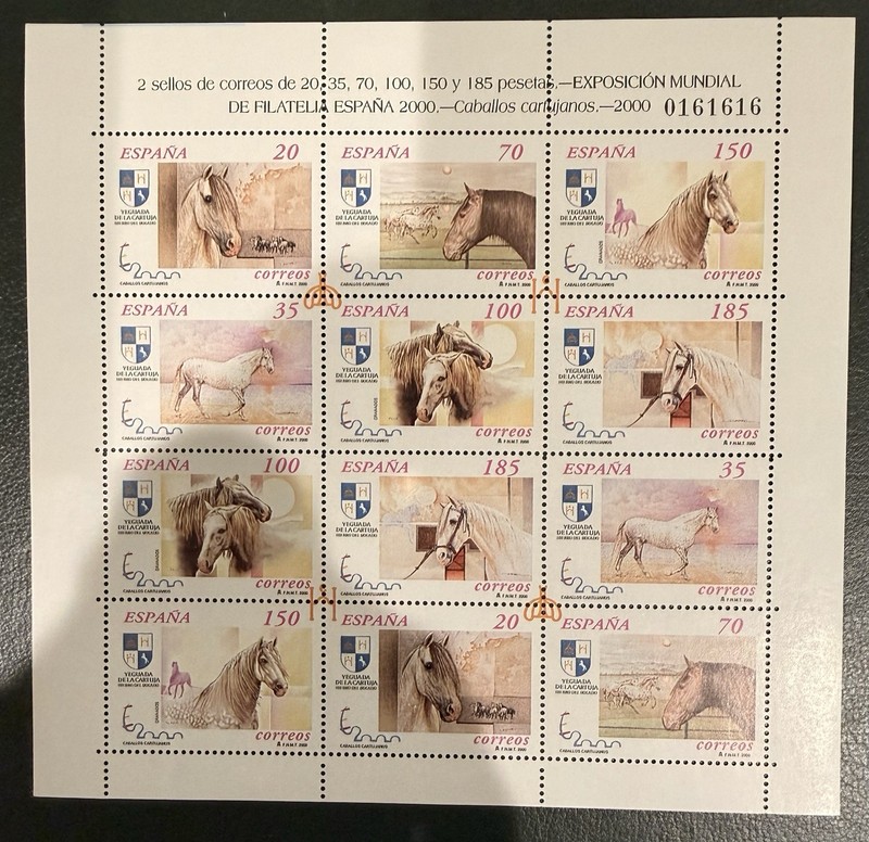 Spain Full Miniature Sheet MNH 2000 Horses Fauna RARE Mint Never Hinged