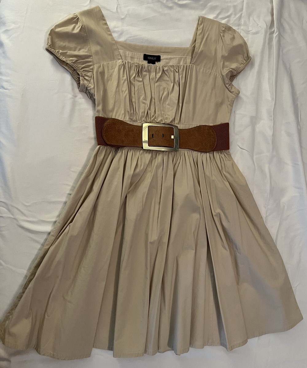 ONLY Fit N Flare Dress, Beige, 38