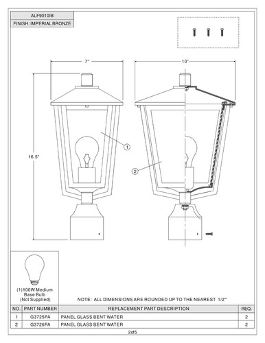 Quoizel Alfresco 16.5" Post Lantern 1-Light Imperial Bronze ALF9010IB - Picture 6 of 6
