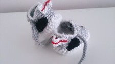 BABY CROCHET SHOES YOURS BABY'S NAME TRAINERS HANDMADE SNEAKERS GREY