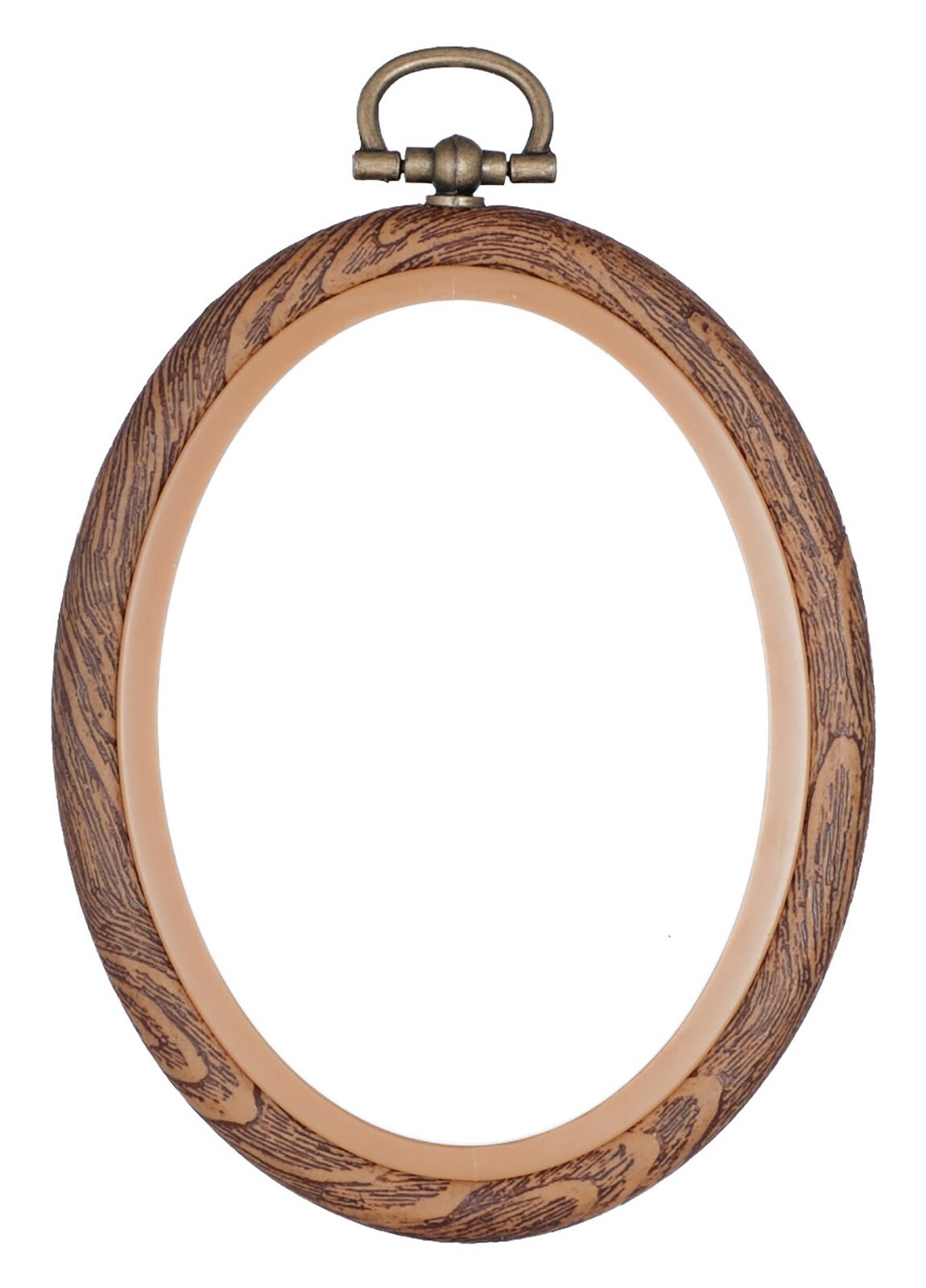 Stitch Garden Embroidery Sewing Hoop Cross Stitch Oval Woodgrain Effect 2"" x 3""