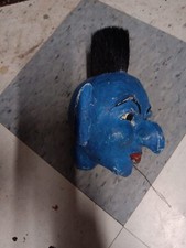 Blue Indian Vintage Marionette Head Professional as is String Puppet