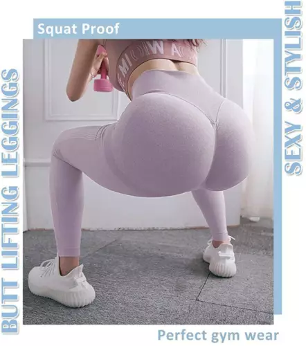 Hochtaillierte Damen-Yogahose Anti-Cellulite zerknitterte Butt-Leggings Push Up FITNESSSTUDIO - Bild 3 von 42