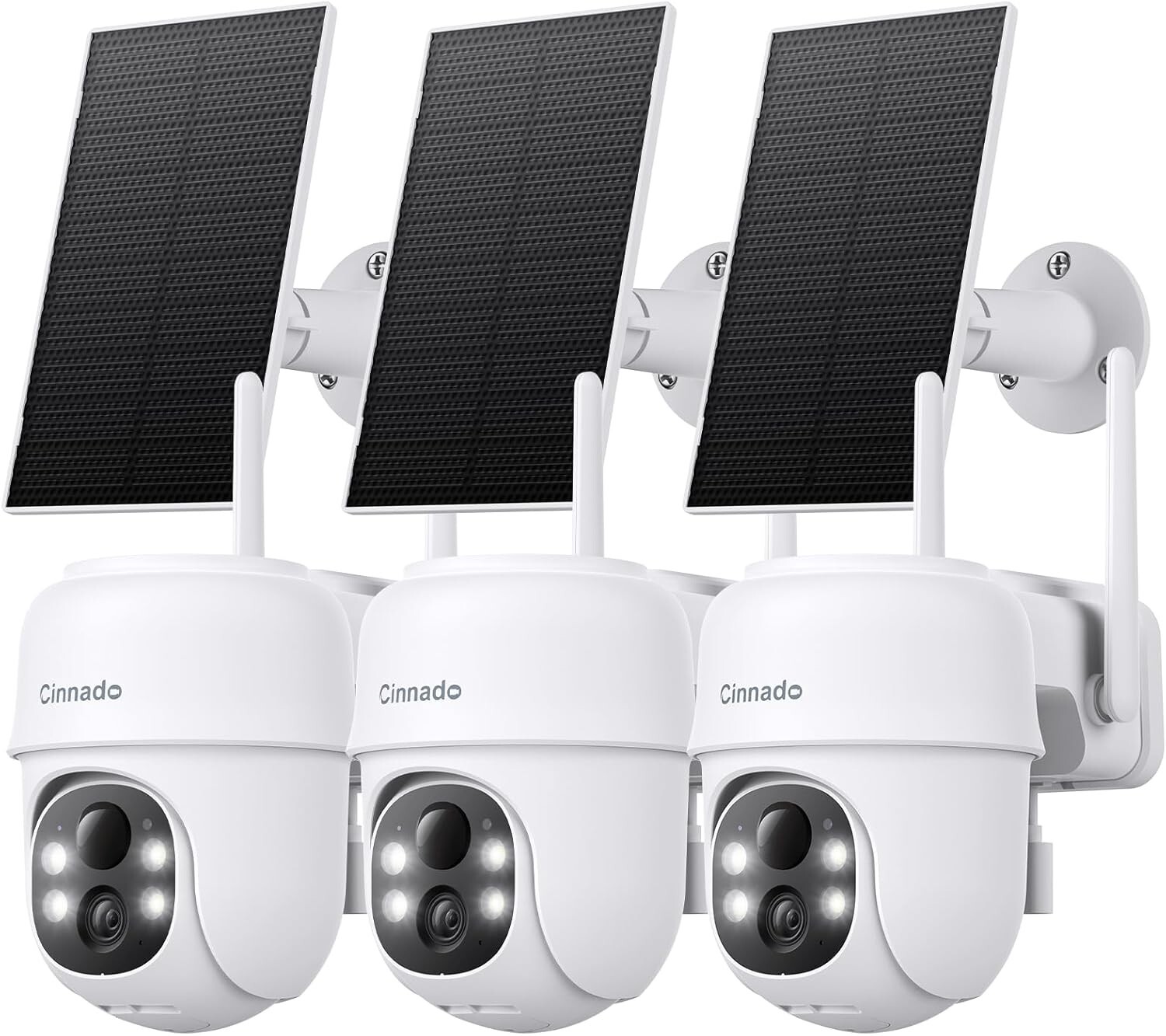 3-Pack 2K Solar/Battery Powered Outdoor Security Cameras with Color Night Vision