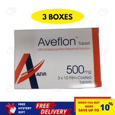 3 X Aveflon 500mg 30's Treatment of Hemorrhoids  Piles FREE SHIP
