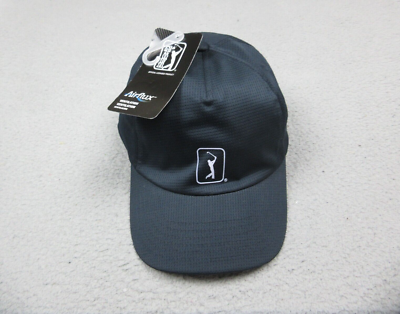 PGA Tour Hat Cap Strap Back Black Blue Airflux Lightweight Golf
