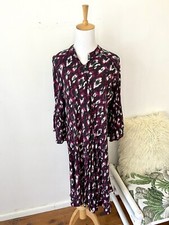 Tree Of Life Long Sleeve Button Up Shirt Dress Midi, One Size Bell Sleeves Boho