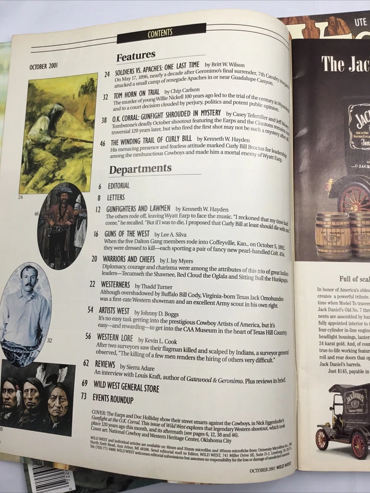 WILD OLD WEST WESTERN HISTORY Magazine Lot 3 GERONIMO Country Music OK Corral Foto 3 de 4