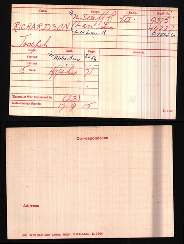 Killed Action 10th Lancashire Fusiliers WW1 medals & plaque Private Richardson - Picture 13 of 15