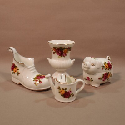English Fine Bone China Cottage Rose Decorative Pieces x 4 | eBay UK