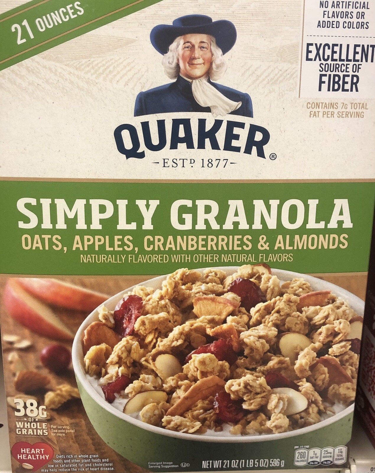 QUAKER Simply Granola Oats Apples Cranberries Almonds Breakfast Cereal ...