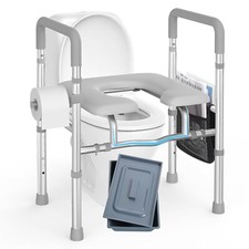 Elevated Toilet Seat Riser w/ Handles 400 lb Support Adjustable Width & Height