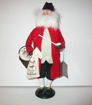 Byers' Choice Carolers Williamsburg 2010 Gent w Pipe Peanuts Ham Basket with Tag
