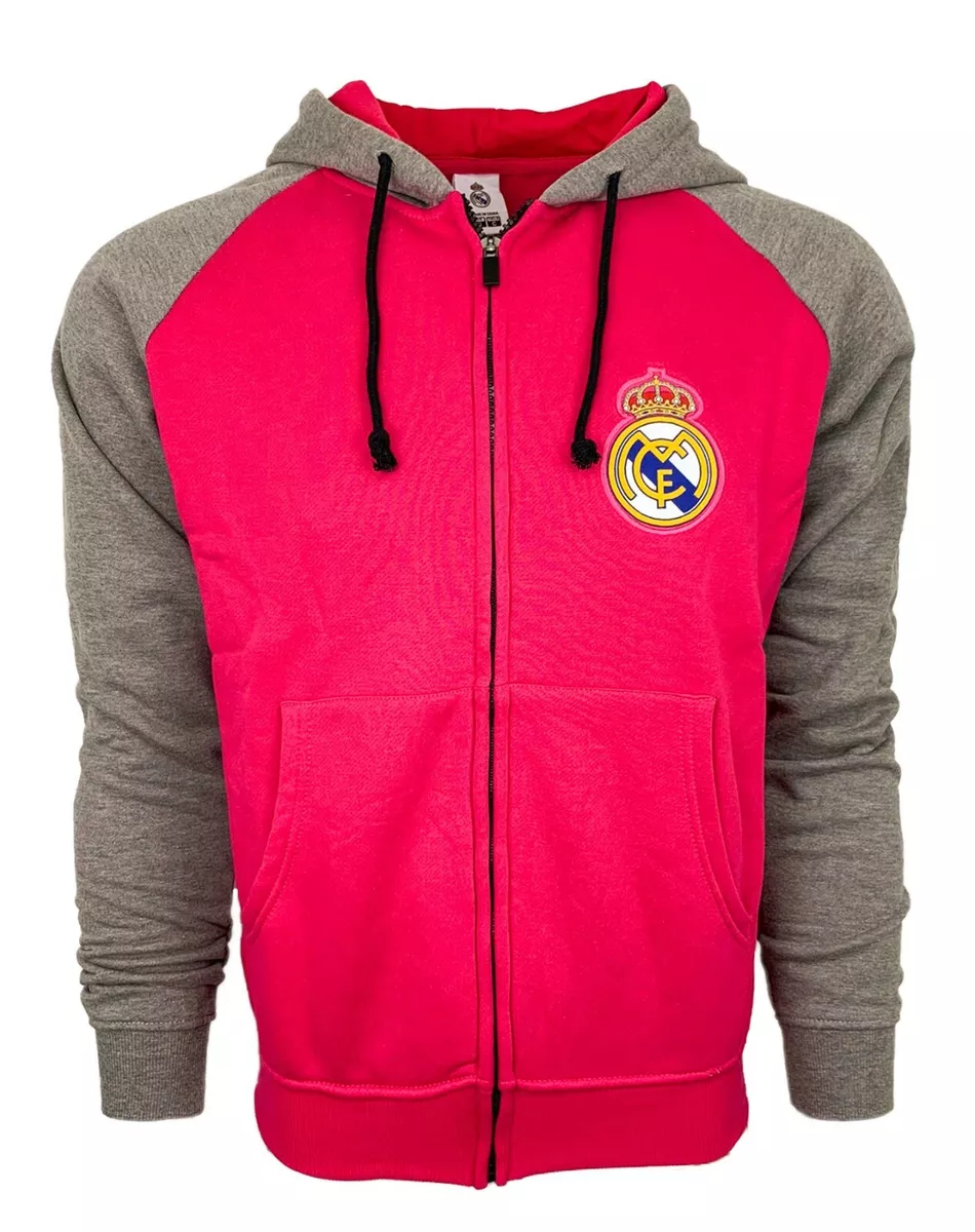 Real Madrid Hoodie Color Pink Licensed Real Madrid Zip Hooded Sweatshirt