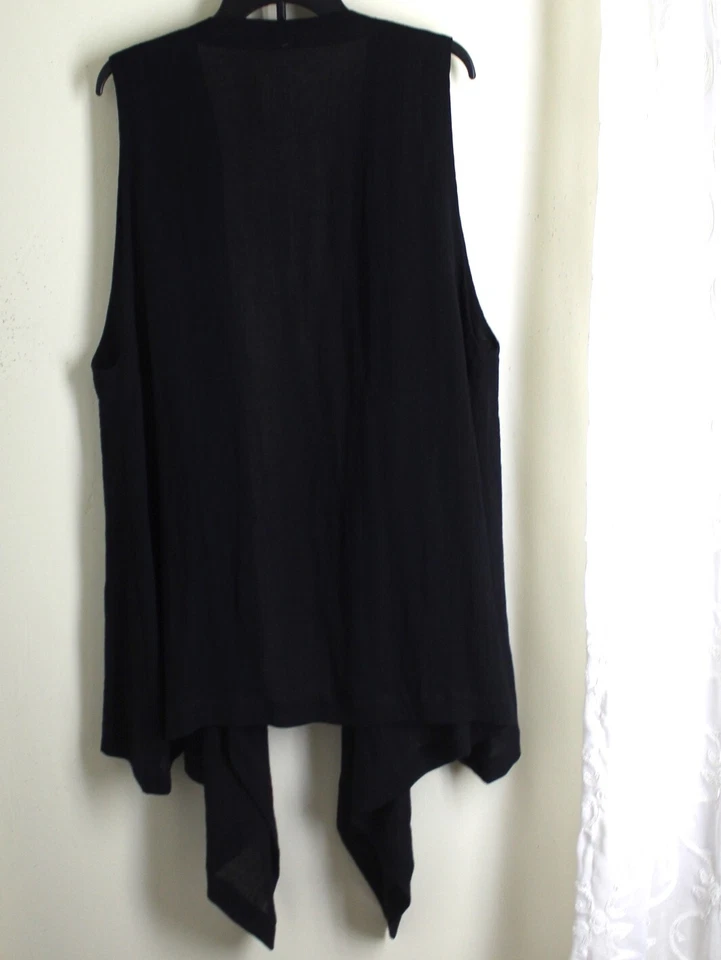 NWT Eskandar 0 Runs O/S BLACK Linen Gauze 33-44" Long Jacket Vest - Image 3 of 4