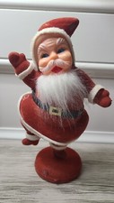 Vintage Christmas Waving Dancing Flocked Santa Claus Figure Decoration 12