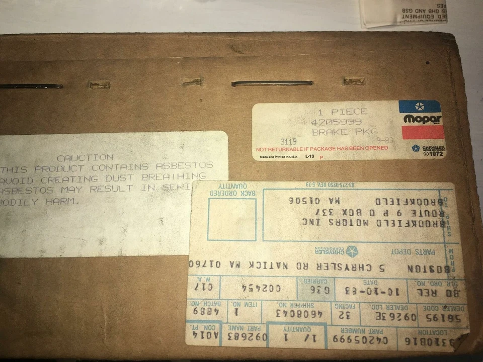 Nuevo de Lote Antiguo Mopar 4205999 Juego Zapatas de Freno 1978-1990 Dodge Omni, Plymouth Horizon - C35 Foto 3 de 3