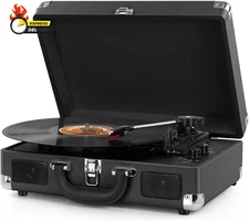 Vinyl Record Player Wireless Turntable Bluetooth 3-Speed Portable Vintage Suitca